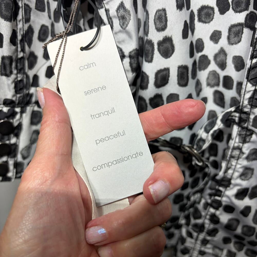 Zenergy NWT Chico's Jacket Black White Dot Denna Rain Casual Sporty Zip 3 $119 - Picture 7 of 9